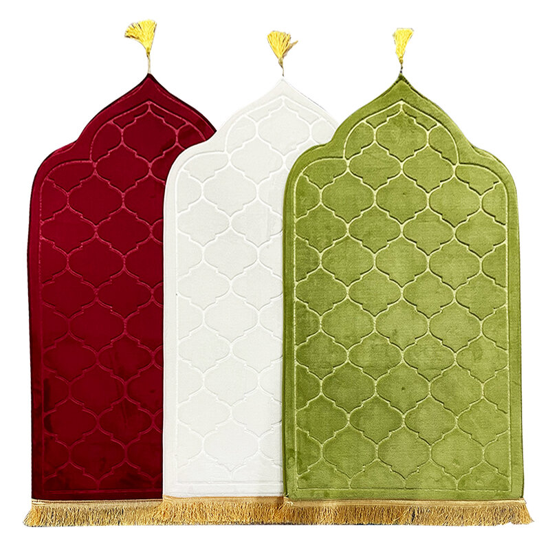 Alfombra de oración musulmana para Ramadán, Alfombra de franela portátil, alfombrilla de oración, alfombrilla de adoración en relieve, alfombras de piso antideslizantes suaves