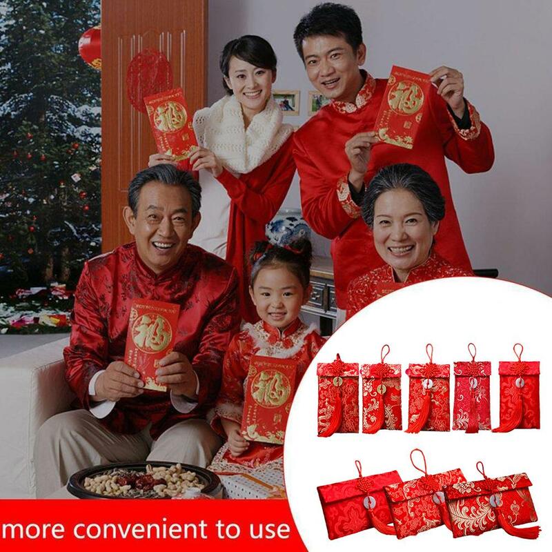 Традиционная Сумка Для Денег Lucky, мягкая сувенирная сумка из искусственного шелка, для родственников, для посещения нового года, красный конверт для невесты, детей, день рождения, красная обл. E6I2