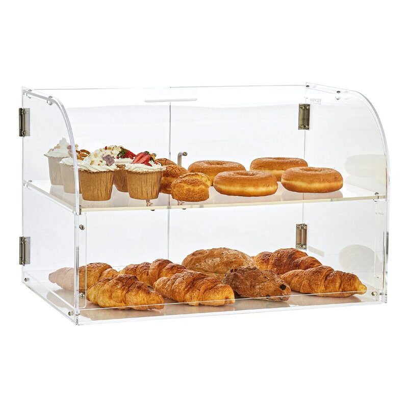 VEVOR-vitrina de pastelaria transparente com porta frontal e traseira para pão, bancada comercial acrílica, vitrina de padaria