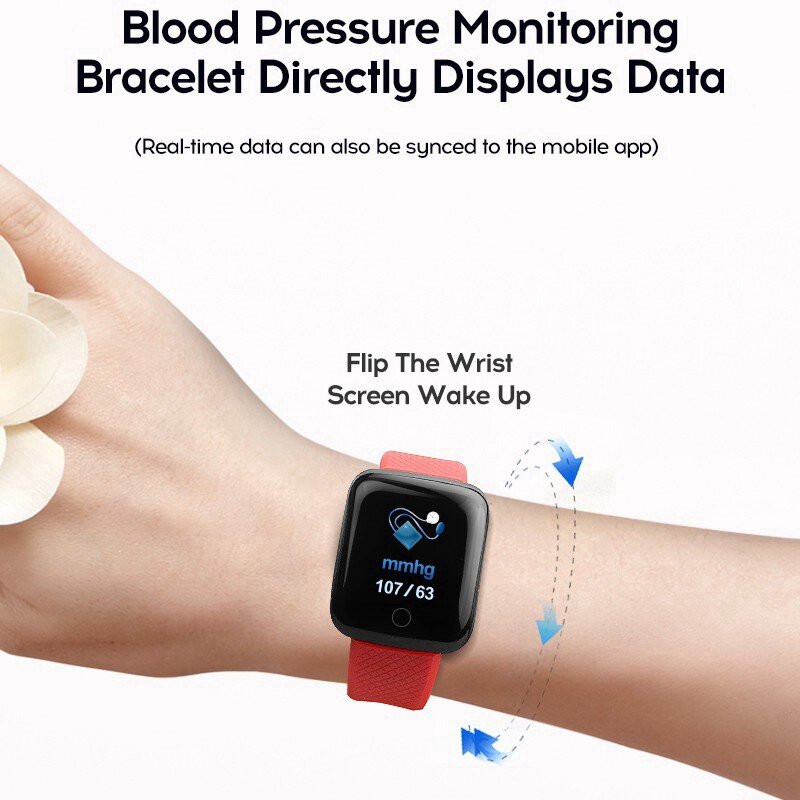 Reloj inteligente deportivo para hombre y mujer, pulsera resistente al agua con Bluetooth, control del ritmo cardíaco y de la presión sanguínea, Xiaomi para teléfono, 116 Plus