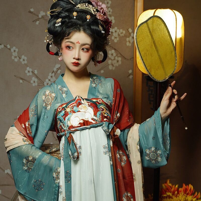 Hanfu gaun dansa panggung tradisional Tiongkok, kostum Cosplay Hanfu merah, pakaian Halloween wanita gaya Tiongkok