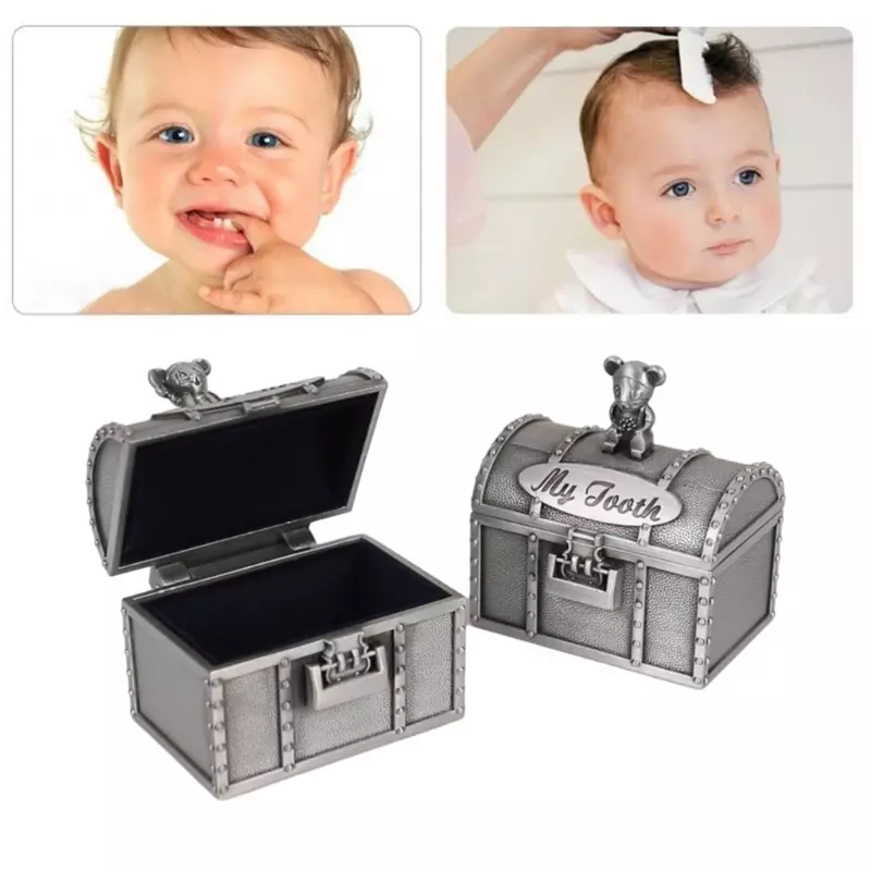 1 Pair Tooth & Box Baby First Tooth and Keepsakes Box Set Kids Teeth Container Gift Box