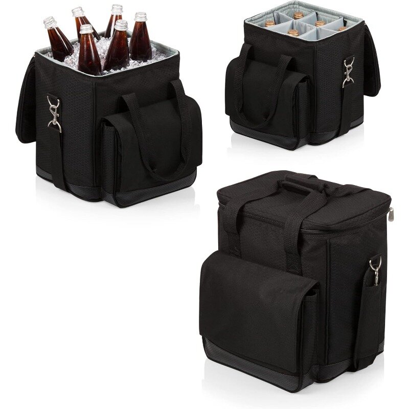 Adega 6-Bottle Wine Carrier e Cooler Tote, Isolado acolchoado Wine Cooler Bag para viagens, portátil resistente à água