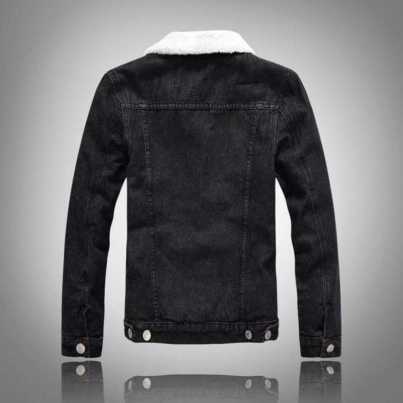 Men Denim Jacket 2023 Autumn/Winter Fashion Solid Color Lamb Wool Jacket Men's Casual Thick Warm High Quality Plus-Size Jacket