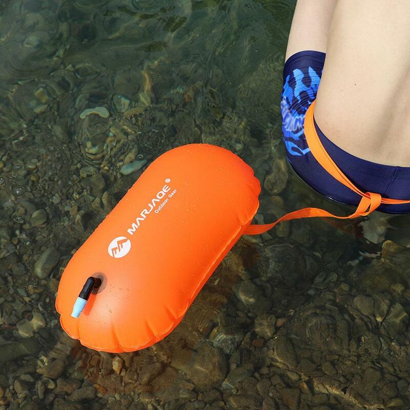 PVC Swimming Bucket Dry Bag 20L Inflatable Open Swimming Buoy Tow Floating Bag Waterproof Double AirBags Water Sport Safety Bags