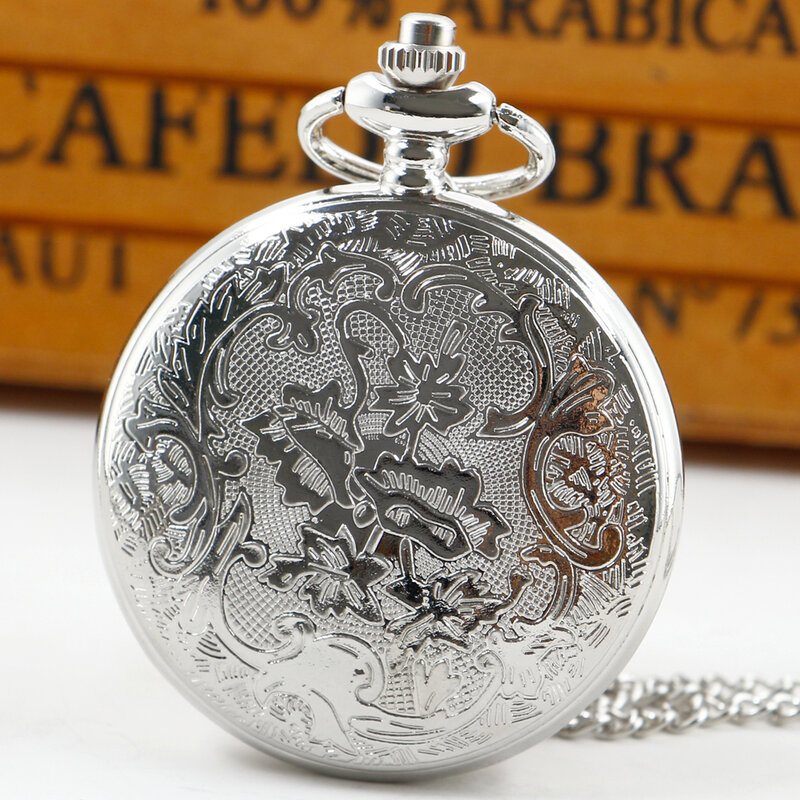 الفضة جوفاء عالية الجودة المرأة كوارتز ساعة الجيب مجوهرات قلادة سلسلة خمر موضوع هدية reloj دي bolsillo