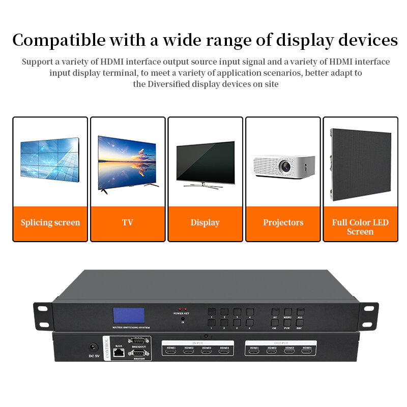 محول مصفوفة صوت وفيديو HDMI ، مضيف مؤتمر الإشارة الرقمية ، شاشة الربط ، 4 في 4 خارج ، 2K 4K لHDMI