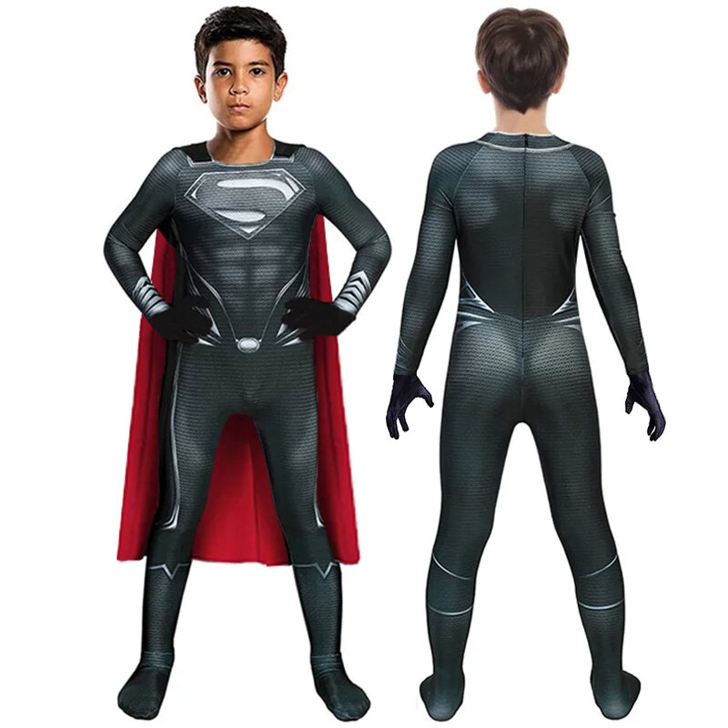Superman Cosplay para crianças e adultos, macacão, traje de festa de Halloween, super-herói Marvel, Lewis, Kal, El, bodysuit