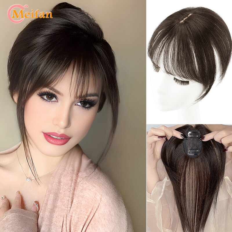 MEIFAN Topper sintetico Hairpiece False Bang Clip-In Bangs Extension Natural Fake Fringe invisibile Clourse Hairpiece per le donne