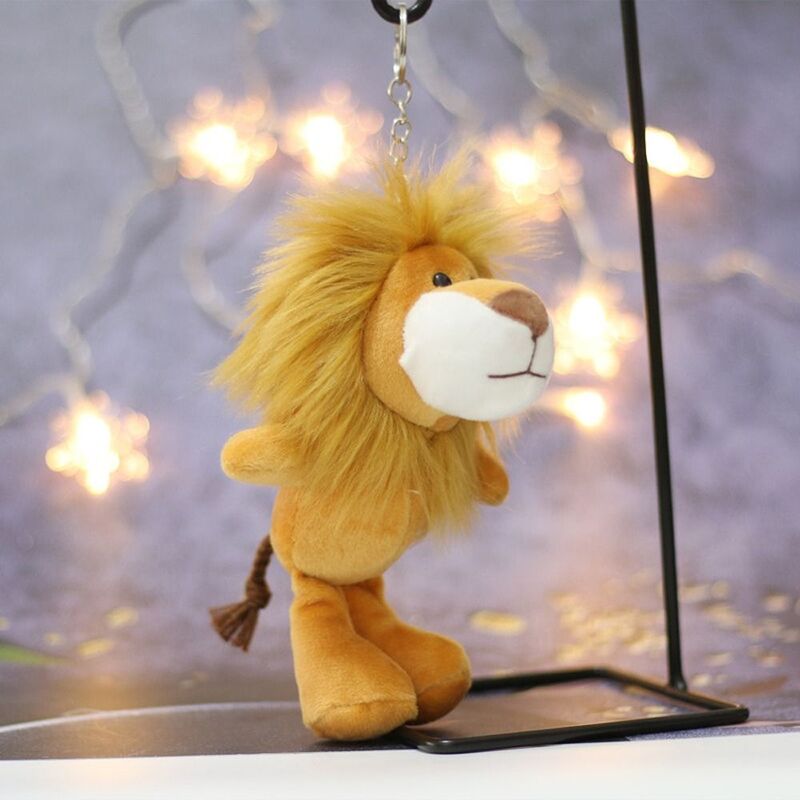 Cute Little Lion Cartoon Plush Doll Pendant Bag Doll Toy Key Chain Kawaii Lion Figure Keychain Plush Car Accessories