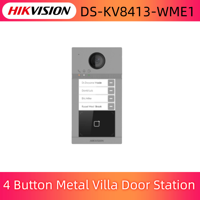 Hik 4ปุ่มประตูโลหะวิลล่าสถานี DS-KV8413-WME1สนับสนุน WiFi POE