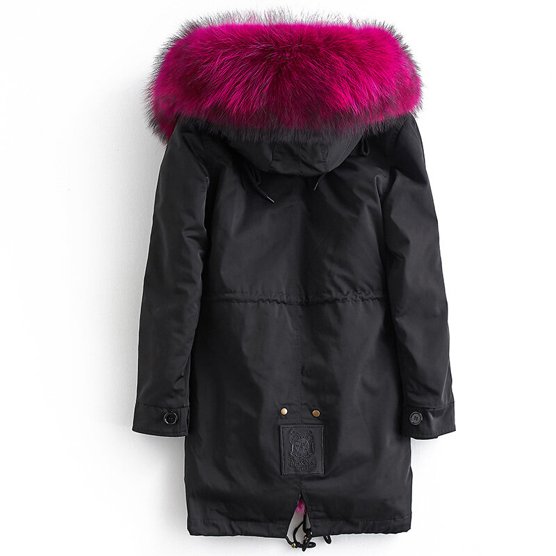 Fur 2023 Real Autumn Winter Coats Parkas Women Overcome Female Detachable Natural Raccoon Fur Liner Jacket Female Oversized