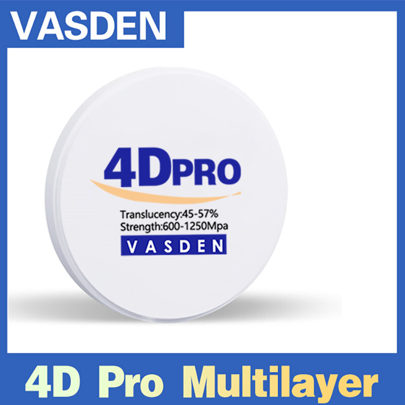A1 A3.5 Color 4D PRO Multilayer Zirconia Blocks 98*10-25mm Dental Lab CADCAM Milling Blank Multi layered Zirconium Disc