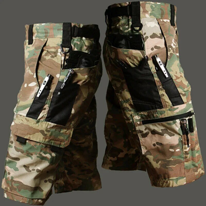 Kamuflaż militarne spodenki męskie letnie szybkoschnące z wieloma kieszeniami spodnie wojskowe wędrówki wędrówki na świeżym powietrzu cienkie szorty joggera