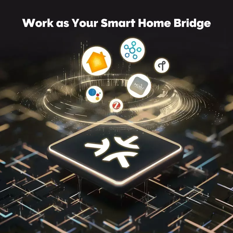 MOES Tuya Zigbee Matter Thread Gateway Smart Home Bridge Matter Hub mendukung kontrol suara Siri Homekit Smartthings Google Alexa