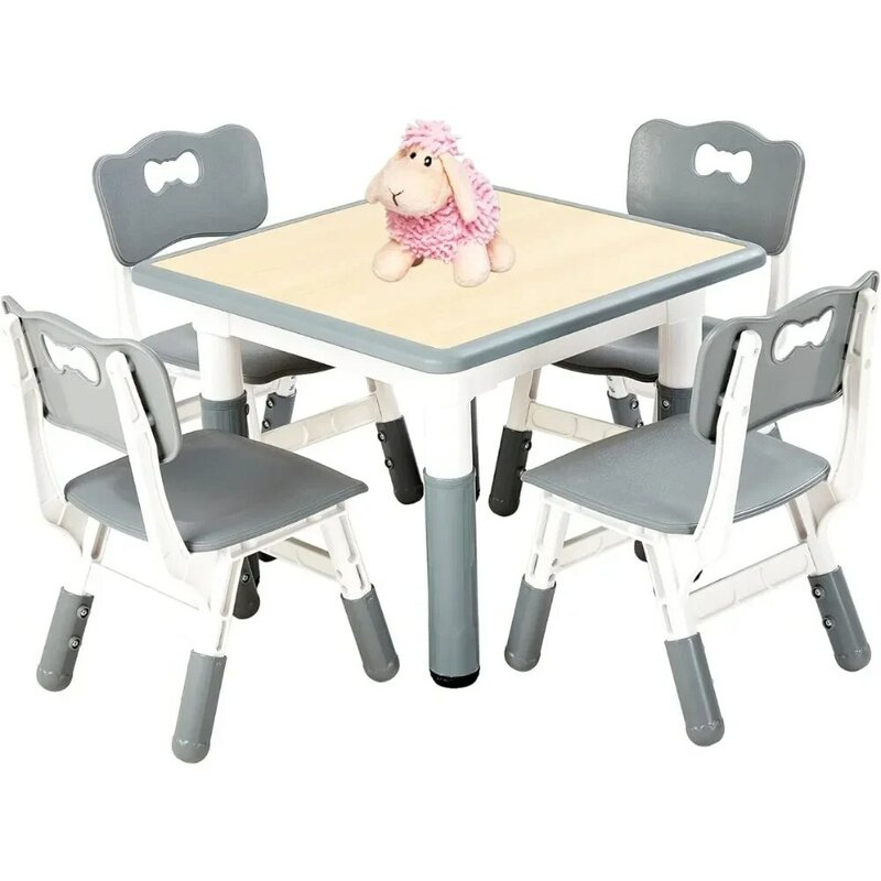 Meja dan kursi anak, Set meja dan kursi balita tinggi dapat disesuaikan untuk usia 3-8 meja & Set anak-anak dan 4 kursi