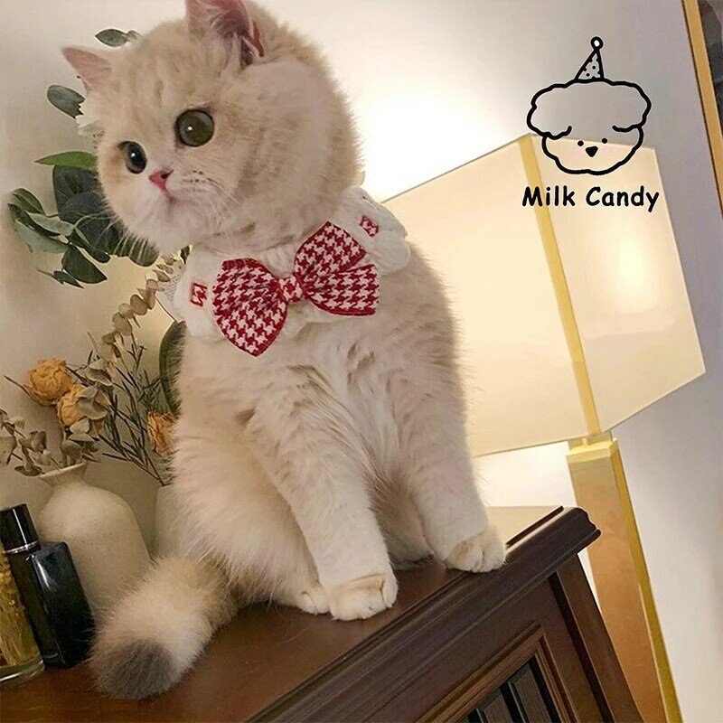 Pearl Dog Collar Jewelled Silk Wedding Cat Puppy Ribbon Scarf Pendant Pet Bows Necklace Satin New Kitten Accessories Bowtie Gift