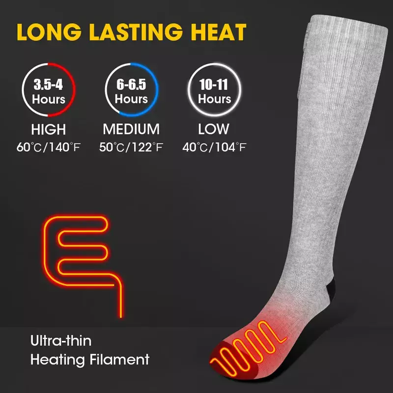 Salvador-Meias elétricas aquecidas para homens e mulheres, meias térmicas recarregáveis, calor da bateria, quente, esportes ao ar livre, ciclismo, inverno