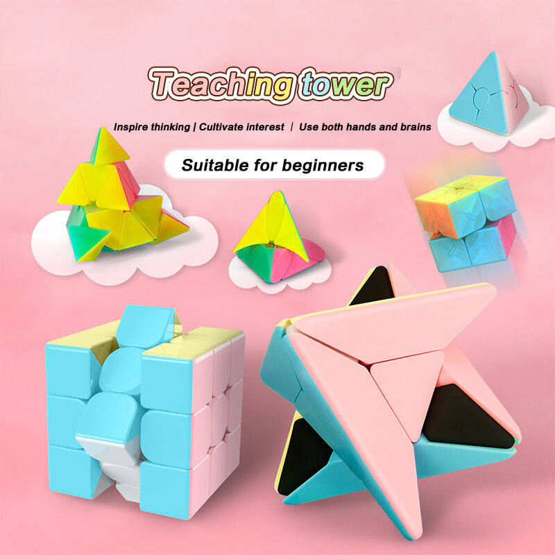 Cubing Classroom-rompecabezas de pirámide triangular para niños, macarrón JinZiTa, cubos mágicos, juguetes educativos, rompecabezas de cubo