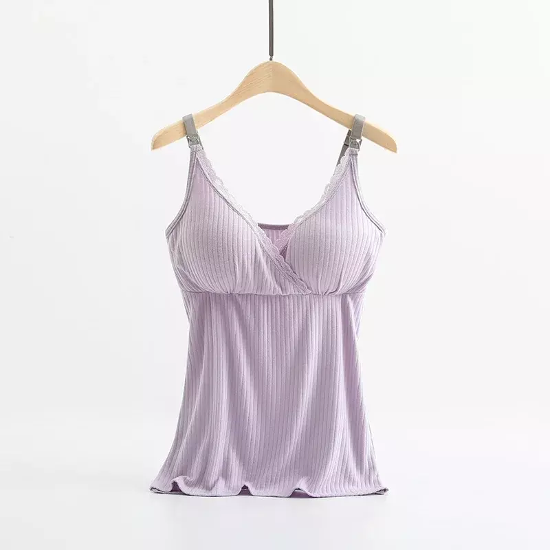 Amamentação top para mulheres grávidas, amamentando camisa com suspensor, verão