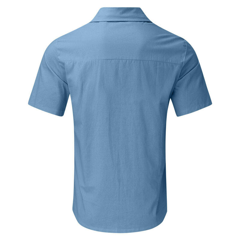 Sommer Männer Shirts Lose Leinen Solide Kurzarm drehen-unten Kragen Taste Retro Herbst Shirt Für Männer Bluse Sexy tops Chemise