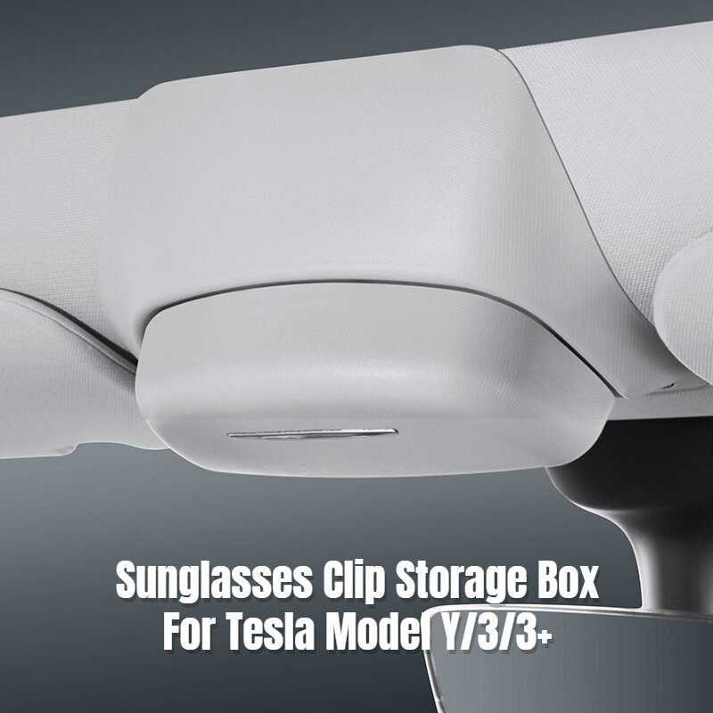 Kotak penyimpanan kacamata mobil, kotak penyimpanan kartu, klip kacamata hitam untuk Tesla Model baru Y/3/3 + Highland 2024, Aksesori Mobil