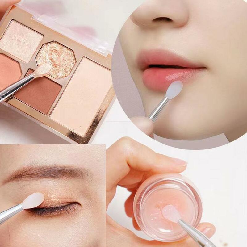 Portable Silicone Lip Brush With Cover Soft Multifunctional Lip Balm Applicator Lipstick Lipgloss Eyeshadow Makeup Brushes
