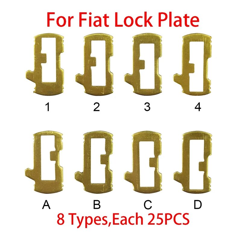 200 buah/lot kuningan SIP22 Aksesori perbaikan kunci mobil pelat kunci buluh kunci mobil untuk Fiat 8 jenis setiap 25 buah suku cadang