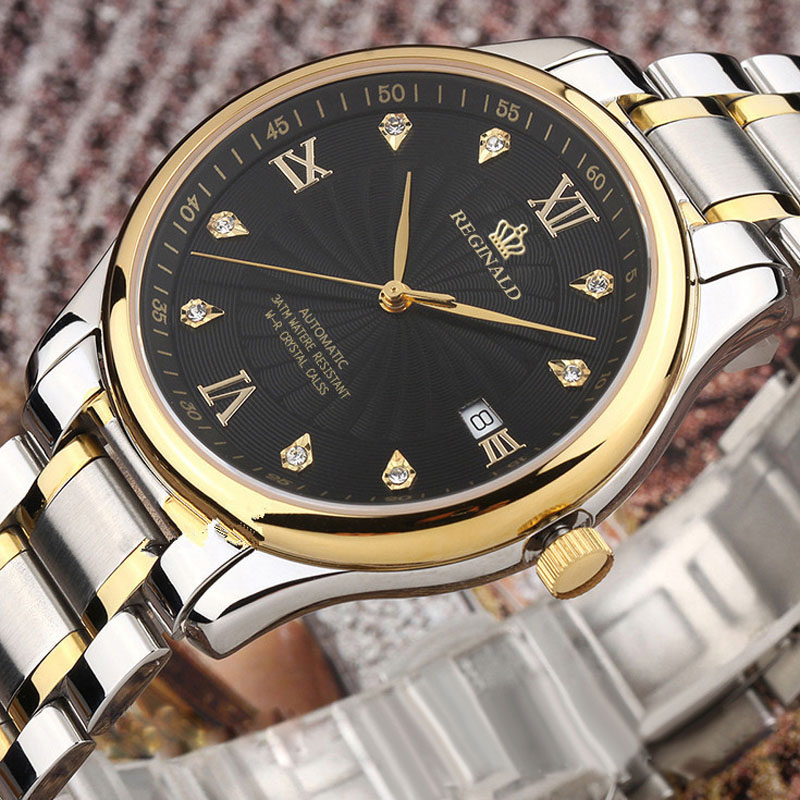 Reginald zegarek mężczyźni Casual zegarki biznesowe stal nierdzewna 316L Auto data zegarki kwarcowe mężczyźni Reloj Hombre Relogio Masculino