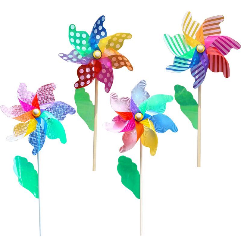 Q0KB طاحونة خشبية ملونة الرياح سبينر Pinwheels حديقة المنزل ديكورات للباحة لعب الاطفال طاحونة لعبة للهواء الطلق هدية ملونة