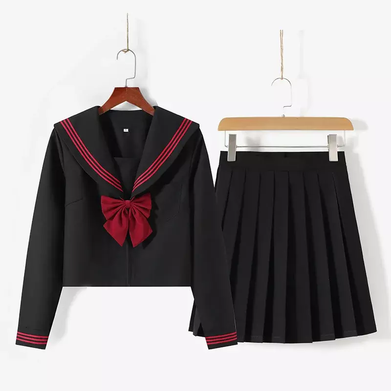 Uniforme escolar japonés Jk para mujer, traje de manga larga, corbata roja, tres básicos de marinero, Sexy, primavera y otoño