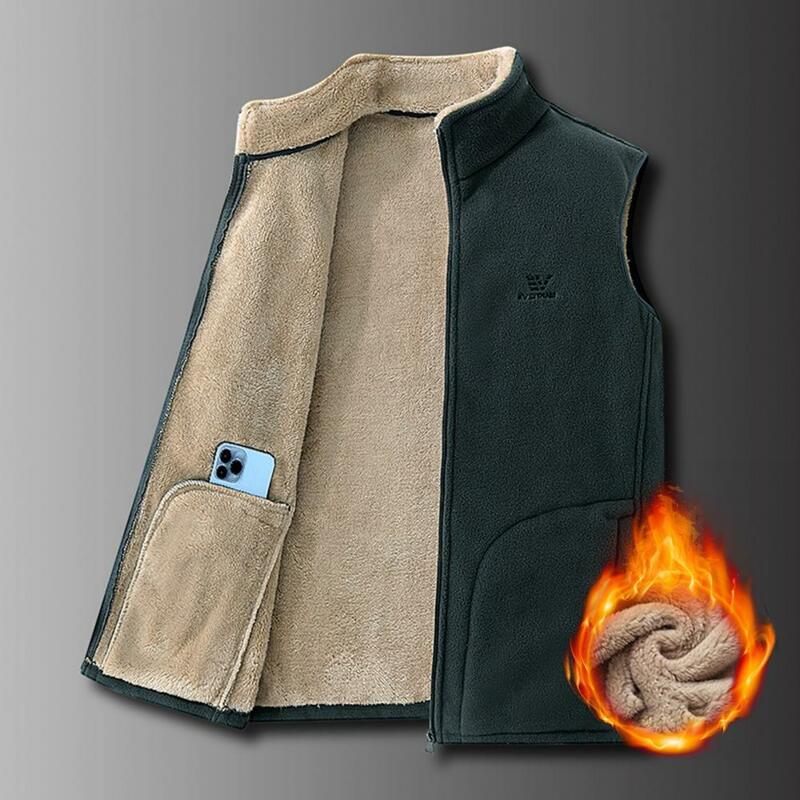 Manteau en peluche à col montant multi-poches pour hommes, gilet en fibre, doux et chaud, glaçure d'hiver pour le froid, premium