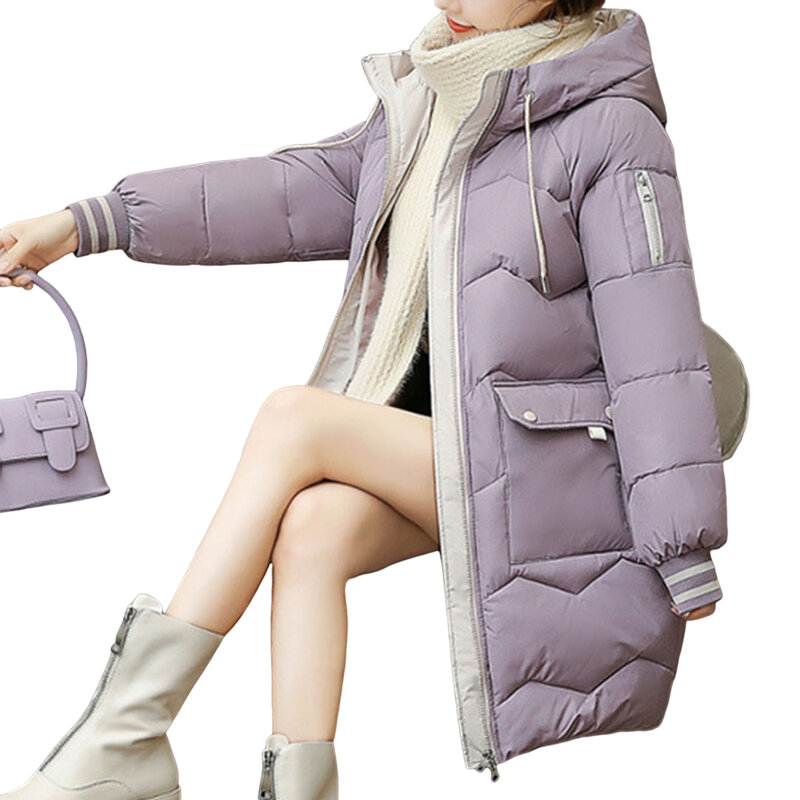 Damen Winter Kapuzen mantel geste ppte Langarm Baumwolle gepolsterte Jacke Wintermantel für kaltes Wetter Outwear