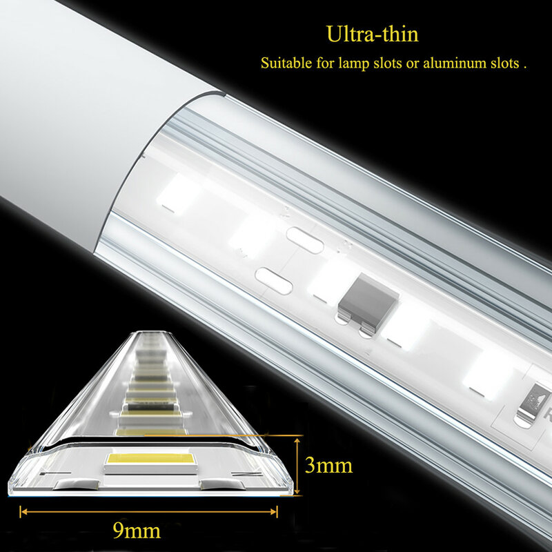 Lampu Strip LED 120LED/m 220v fleksibel & 10cm, lampu dapat dipotong lembut Bar 2835 pita perekat colokan EU kabinet rias lemari Dekorasi Rumah