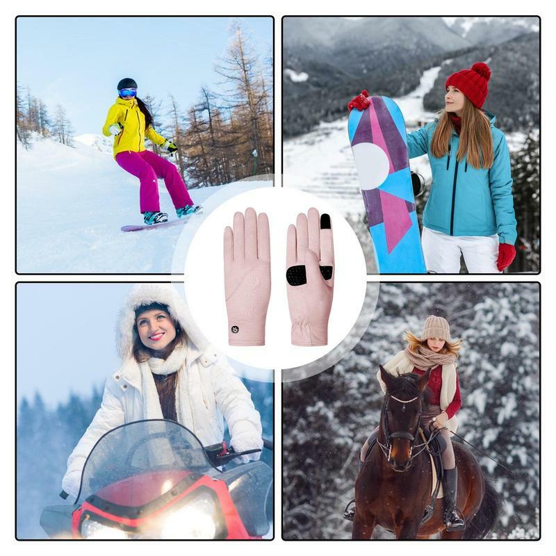 Dames Winterhandschoenen Met Touchscreen Vingers Fleece Gevoerde Winddichte Handschoenen Voor Koud Weer Stretch Antislip Rijhandschoenen Winter