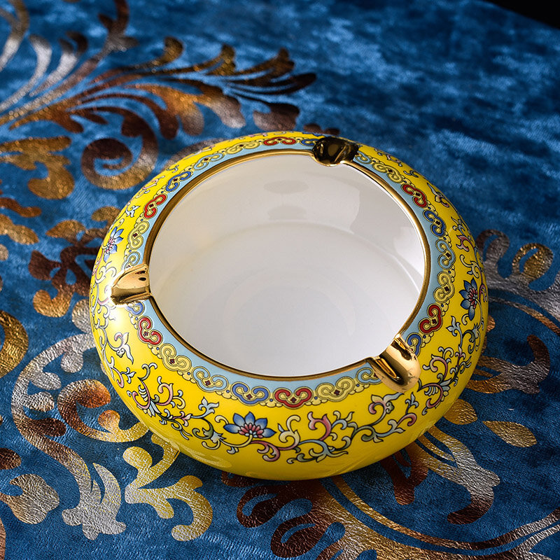 86 pçs cor esmalte cerâmica conjunto de utensílios de mesa do agregado familiar chinês tigelas e pratos tigela conjunto placa manual pintura esmalte dourado