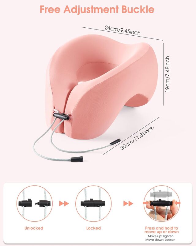 JIAAO-Oreiller cervical de voyage, avec support de tête résistant à 360, oreiller de sieste en forme de U en mousse à mémoire de forme