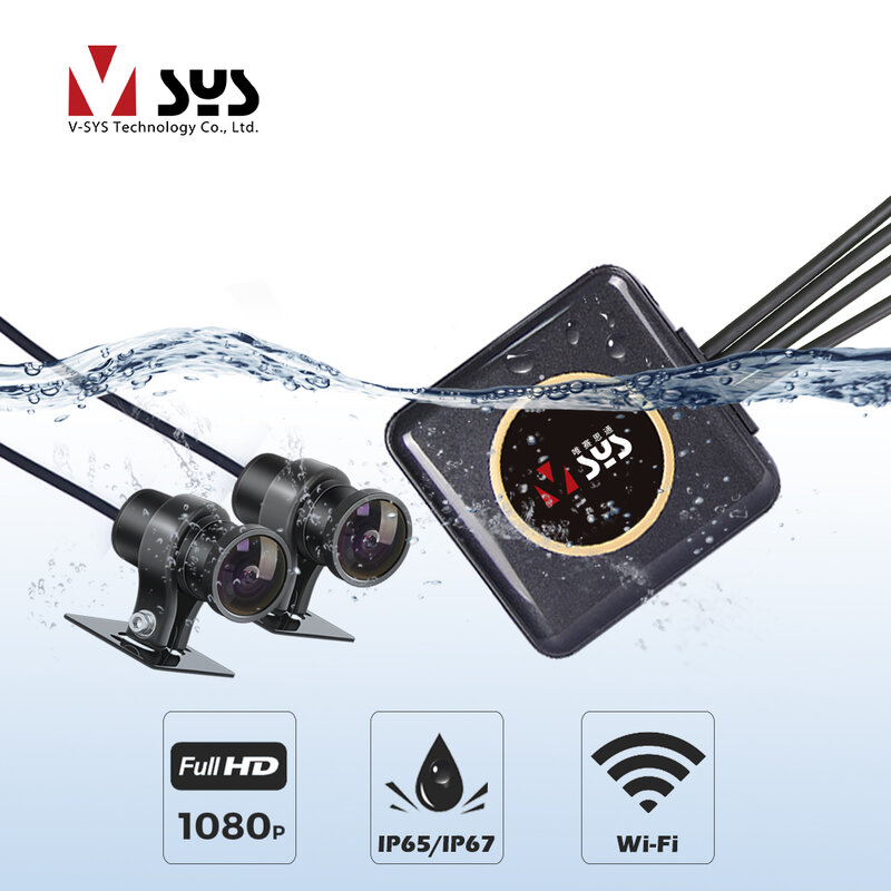 SYS VSYS Full Body Waterproof Motorcycle Camera Recorder P6FL Q6L WiFi Dual 1080P Full HD Motorcycle DVR Dash Cam Black GPS Box
