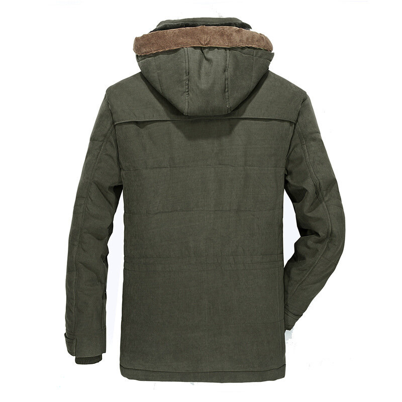 남성 긴 겨울 코트 다운 재킷 후드 캐주얼 따뜻한 파카 7XL 좋은 품질 남성 적합 겨울 코트 멀티 포켓 카고 재킷