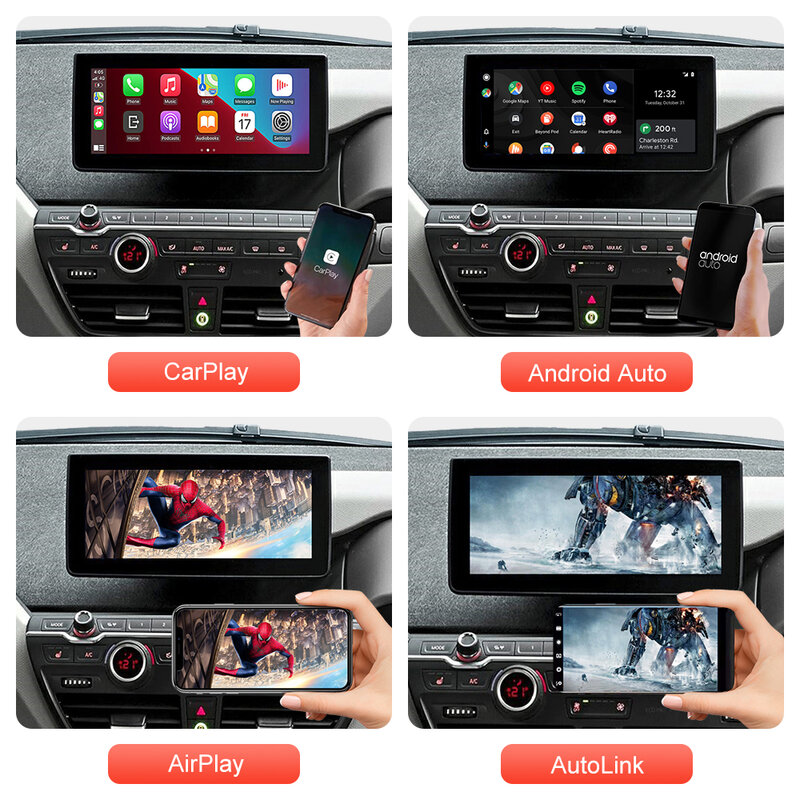 CarPlay ไร้สายสำหรับ BMW I01 i3ระบบ NBT EVO 2013-2020พร้อม Android Auto Mirror Link AirPlay กล้องหลัง BT GPS