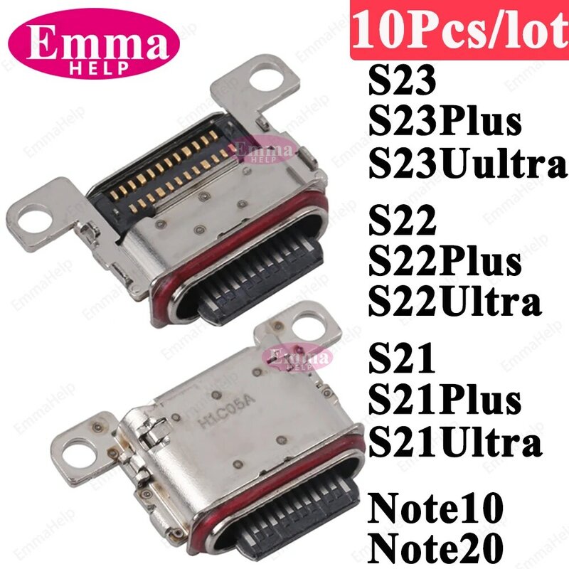 Emmahelp-オリジナルのUSB充電ポートコネクタ,Samsung s21,s22,s10,s20 plus,s23 ultra,s20fe,note20,s9,s8,10個用の充電器プラグ