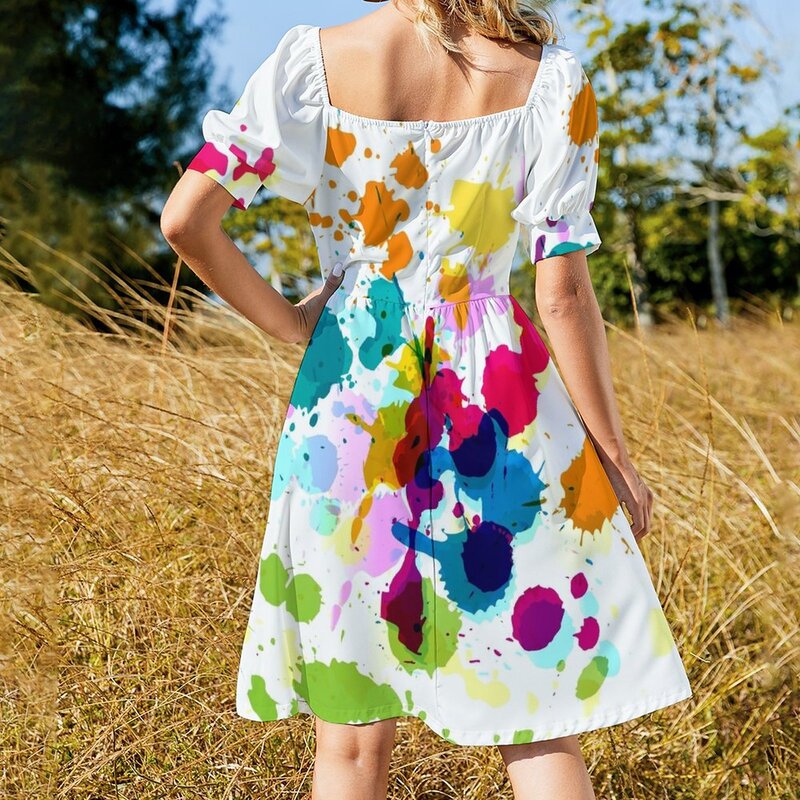 Paint Splatter Sleeveless Dress loose women's dress summer dress