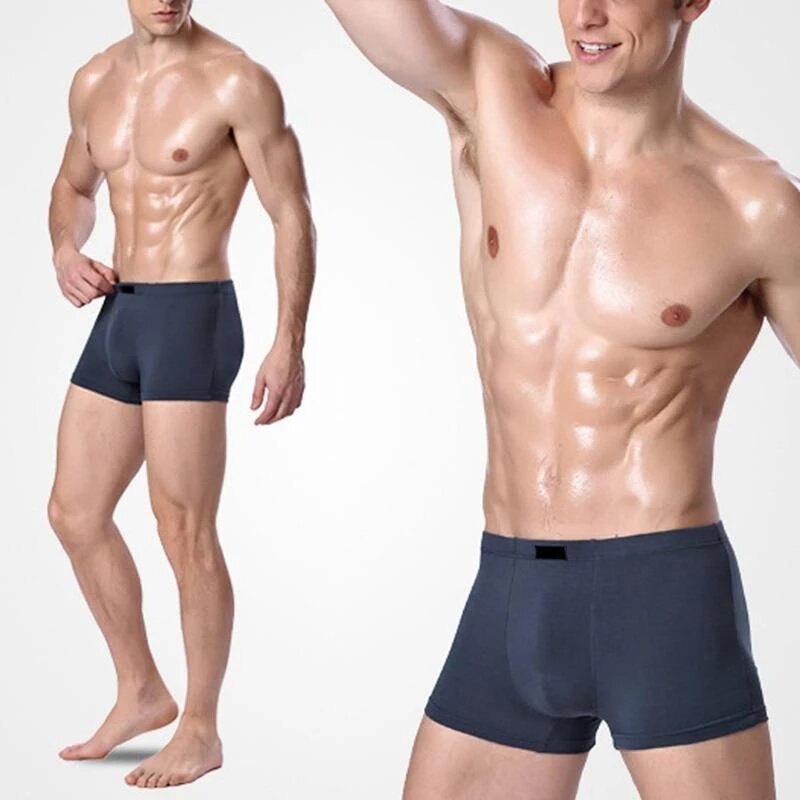 กางเกงบ็อกเซอร์ขาสั้นสำหรับผู้ชายกางเกงในบ็อกเซอร์ขาสั้นผ้าไผ่ชุดชั้นในชายคลาสสิก