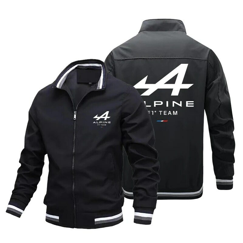Jaqueta masculina Alpine F1 Team com zíper, roupa esportiva para exterior, camisola de bolso, casual, primavera e outono, nova