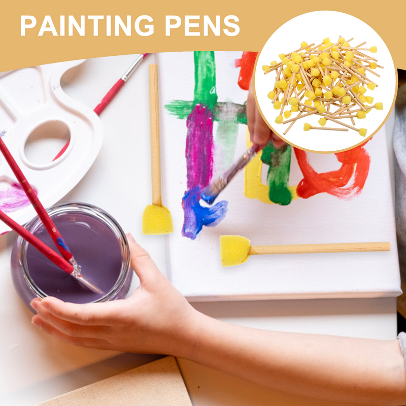 แปรงทาสีแบบทำมือแปรงกลมแปรงฟองน้ำสำหรับทาสีสำหรับเด็กนักเรียนที่บ้าน