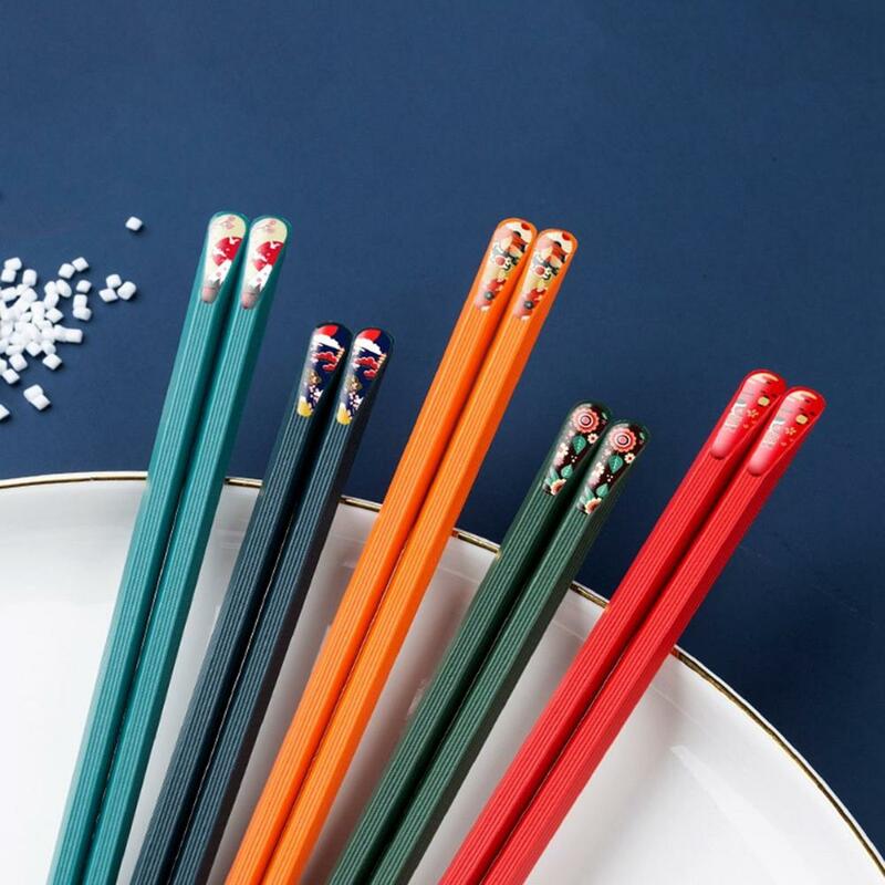Friendly High Temperature Resistant Reusable Colorful Anti-bacterial Kitchen Utensils Chopsticks Flatware Tableware