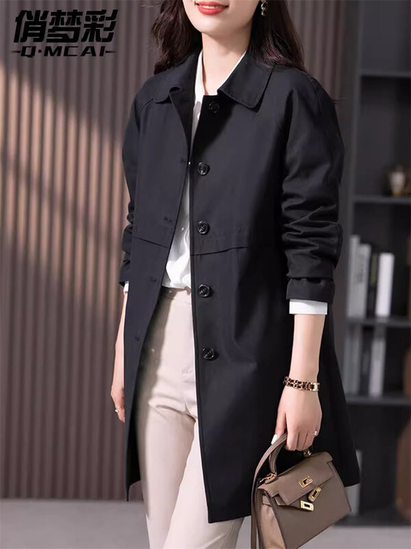 Small Coat Jacket for Women's Spring Autumn Haute Couture British Trench Coat 2024 New Temperament age Reducing Mid Length Top