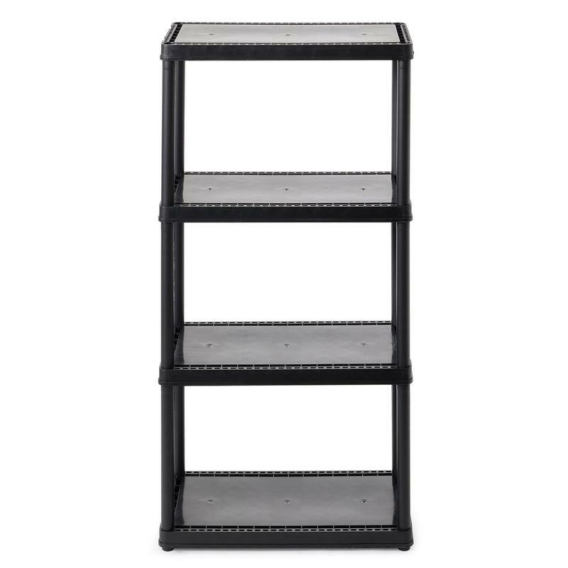 Gracious Living 4 Shelf Fixed Height Solid Resin Organizing Storage Unit, Black