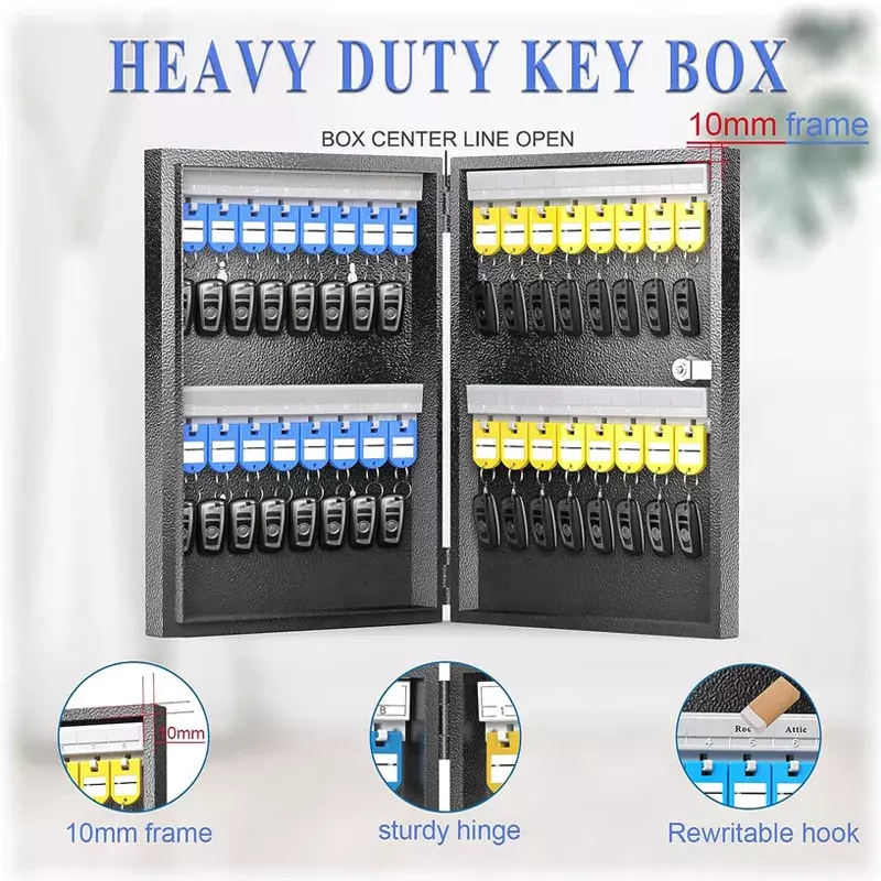 32 Key Cabinet Organizer, Key Lock Box, Key Safe Security Storage Lockbox Holder for Valets,Car and House Keys, Key Keeper Box