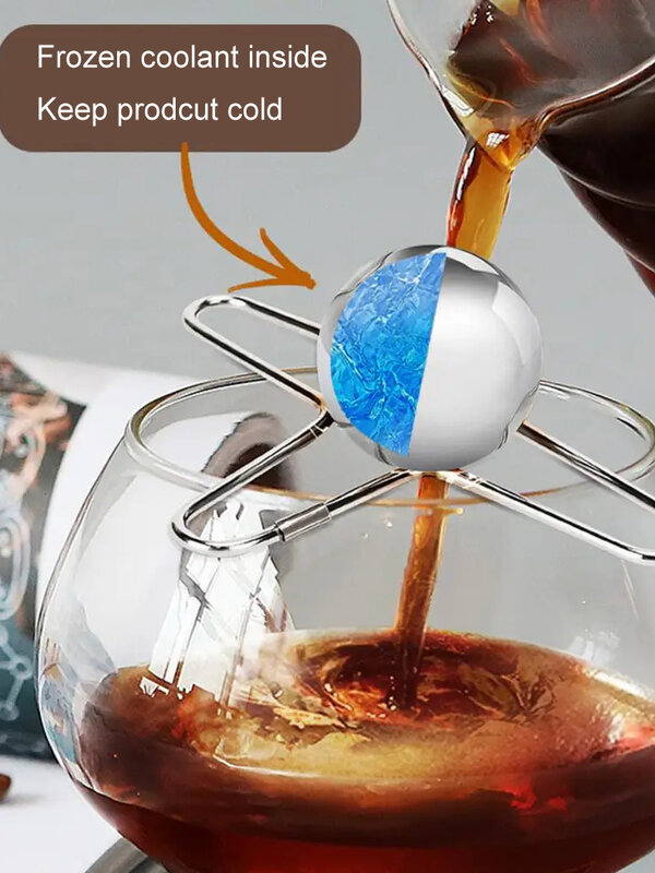Espresso gel ball réutilisable Cooling coffee Tool Ice - ball en acier inoxydable Cooling coffee Flavor Enhancement gadget coffee Tool avec support coffee Ice - ball extraction congelée